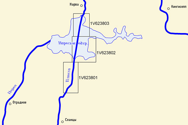 Карта глубин реки луга